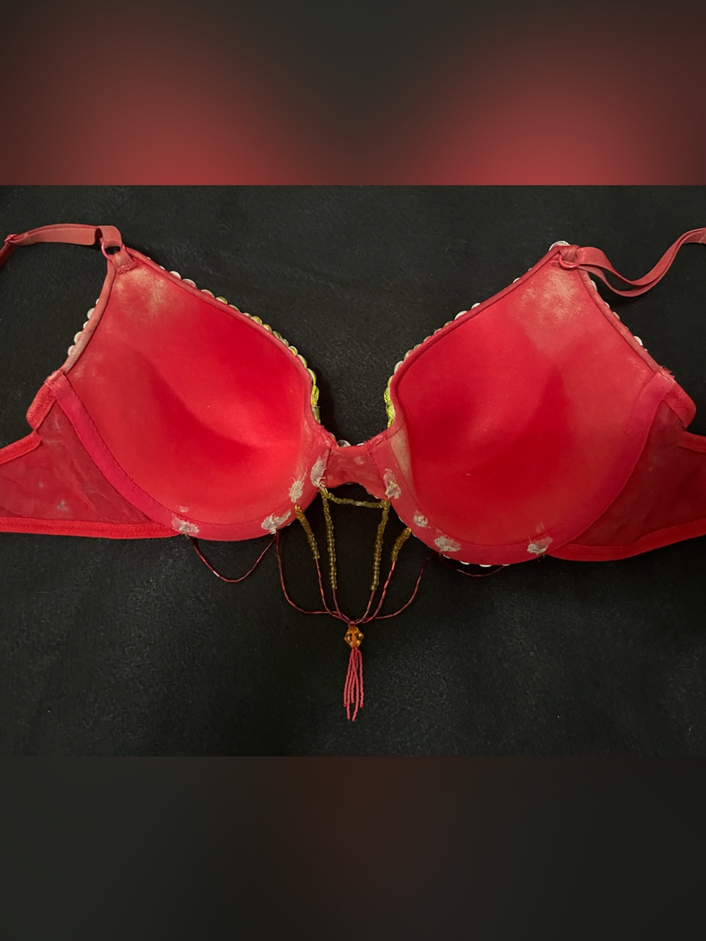 Red Rhinestone and Beaded Bra - Picture 5 of 5